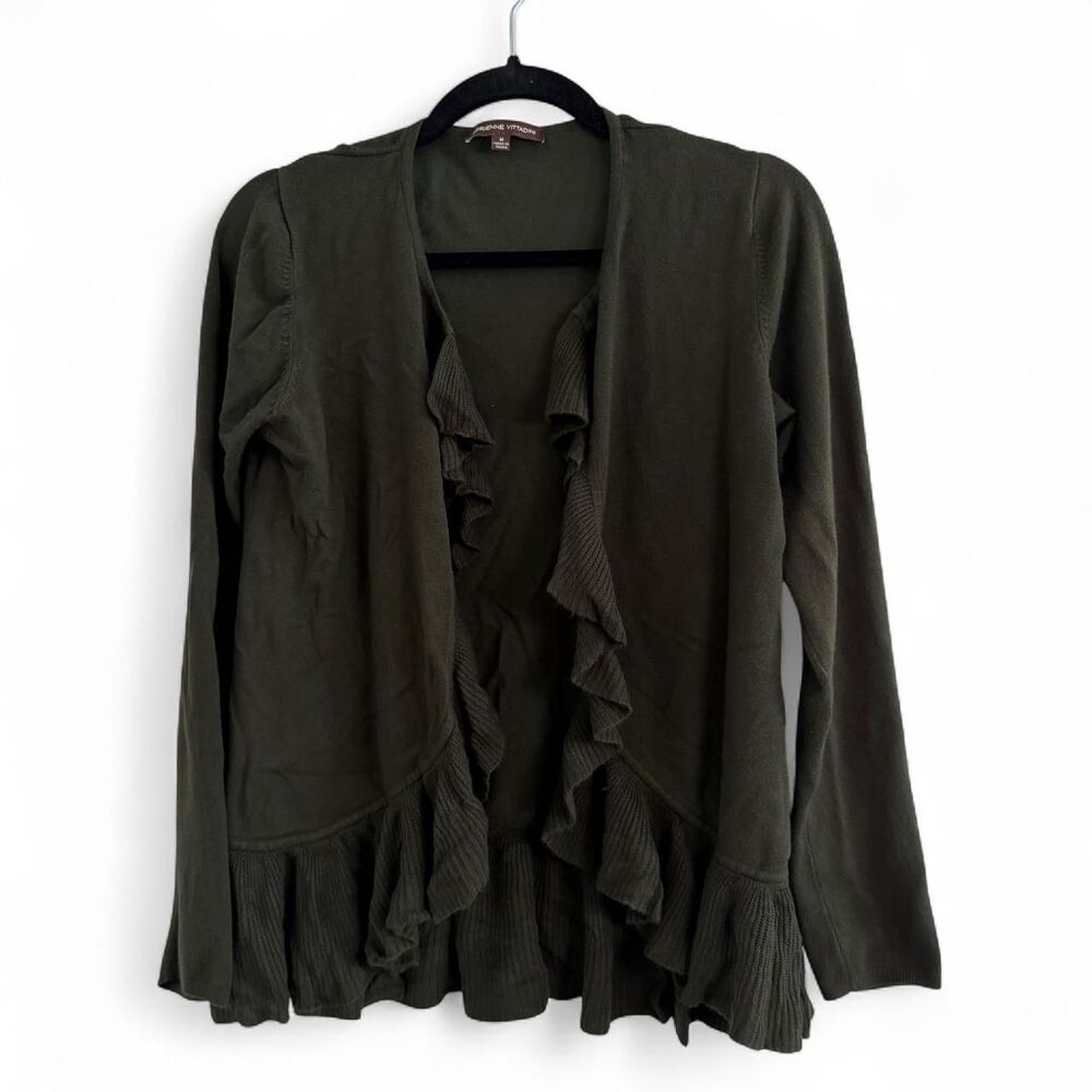 Adrienne-vittadini Women's Green and Khaki Cardigan